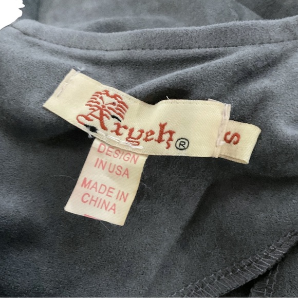 Anthropologie Aryeh Vegan Suede Dress Sz S Flutter Sleeve Y2K Gray Neutral Minim - Picture 13 of 14